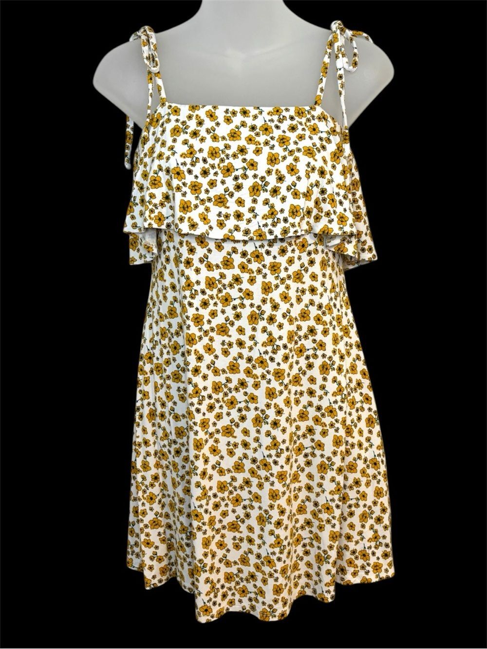 Forever 21 White Mini Dress with Yellow Floral Print Size Small